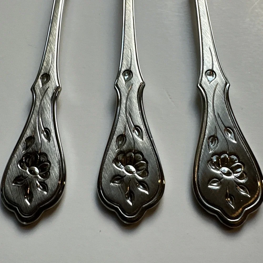 Oneida Dighton Rose Salad Forks Stainless Princess House Exclusive Lot Of 3